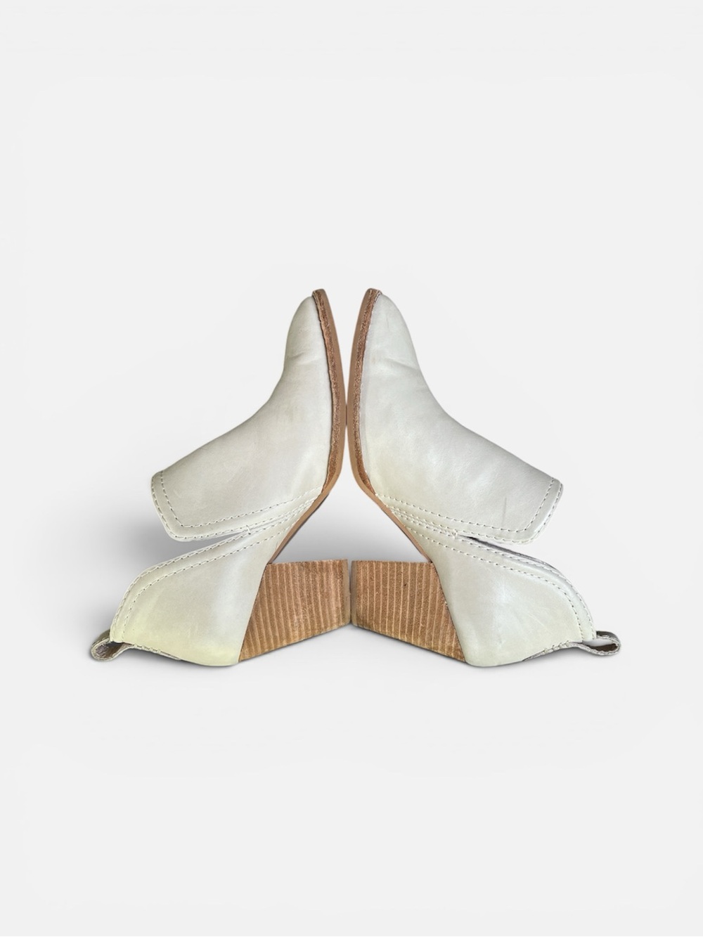 Jeffrey Campbell Rosalee Leather Split Shaft Western Cowboy Boot in Ivory Sz 6 - Picture 6 of 12